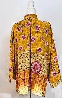 Kantha Cotton Embroidered Tunic: Best Seller (Yellow/Pink) New Print