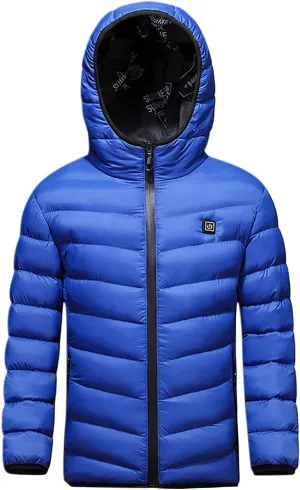Kids Heated Jacket with Hood, Boys Girls Winter Hooded Coats USB Charging Waterproof Windproof Vest