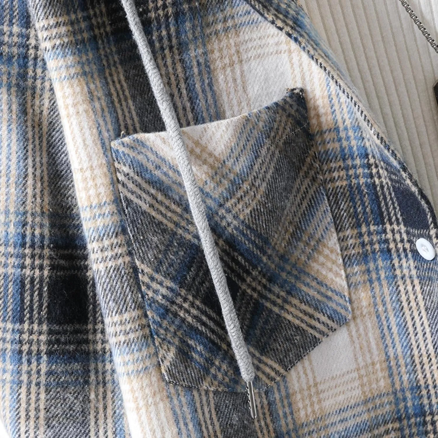 Kingspinner Mens Plaid Shirt Long Sleeves Classic Hooded Shirt Button Down Shirts Jacket Tops Hoodie Jackets