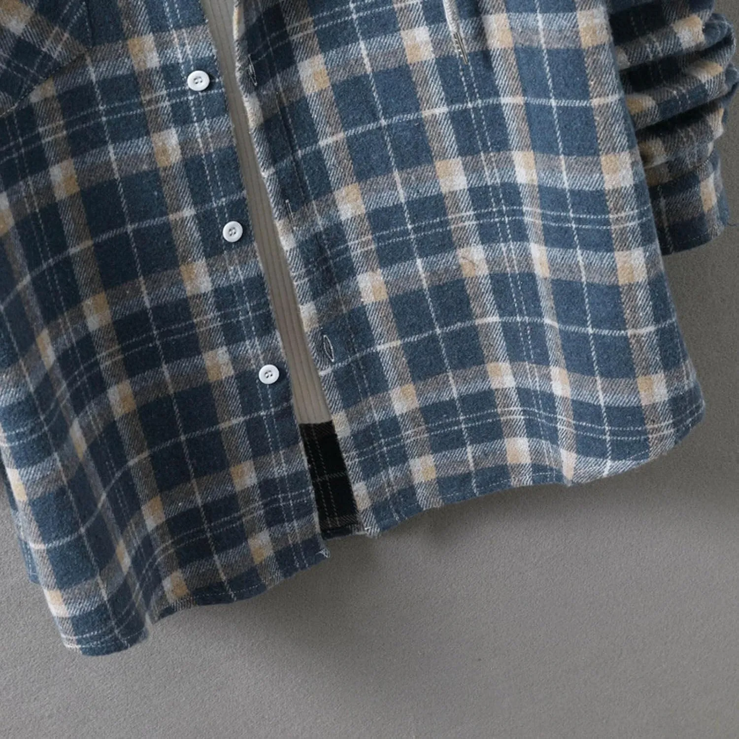Kingspinner Mens Plaid Shirt Long Sleeves Classic Hooded Shirt Button Down Shirts Jacket Tops Hoodie Jackets