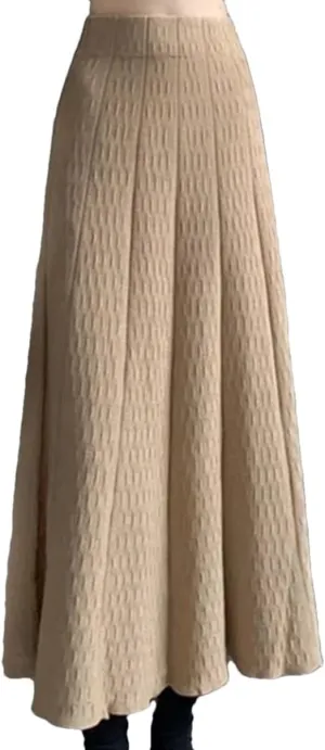 Knitted Long Skirt Women Autumn Winter Pleated High Waist Skirts A-Line Skirt Lady Slim Midi Skirt