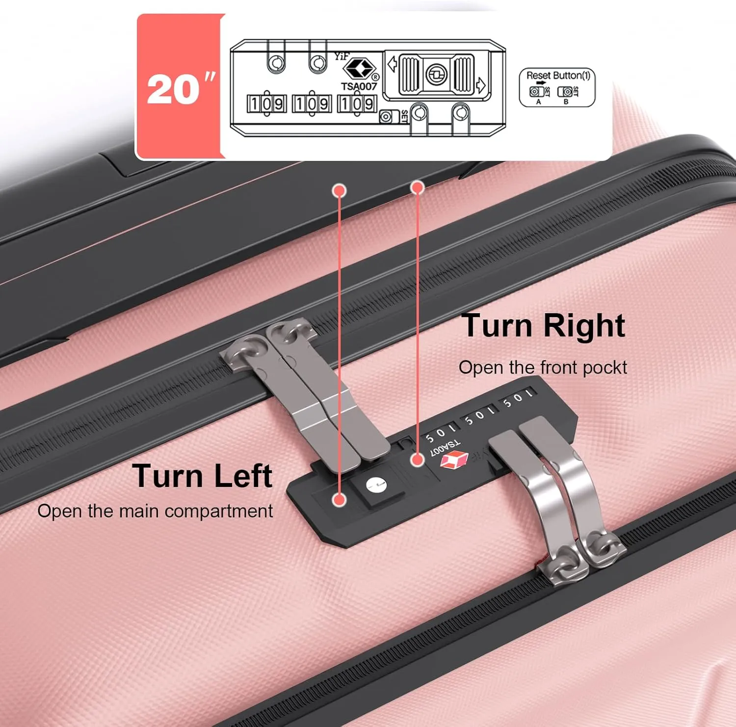 Krute Carry On Luggage 20 Inch Airline Approved Suitcases Lightweight Front Open Pocket TSA Lock Luggage Hard Shell Suitcase with Wheels