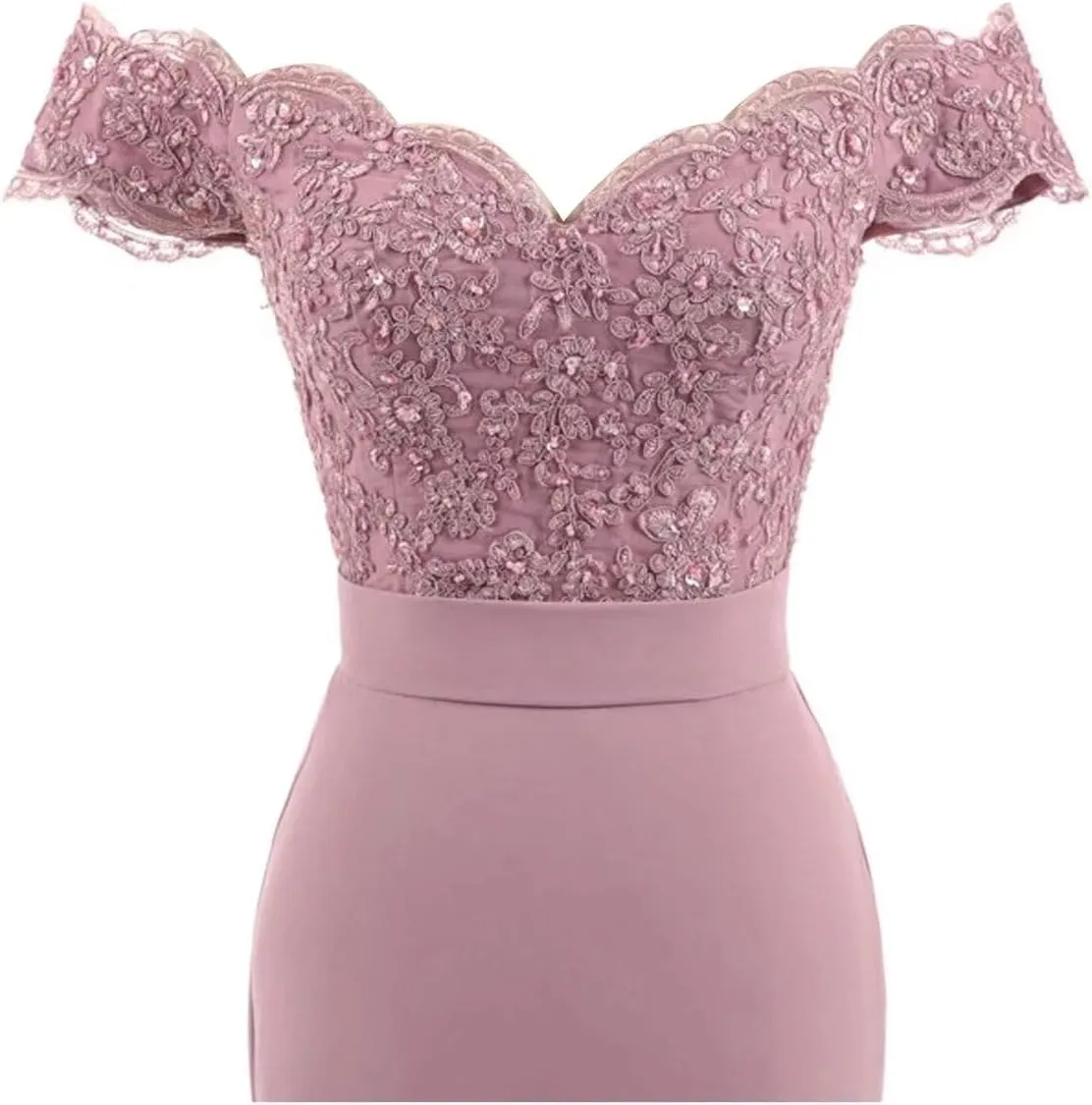 Lace Mermaid Prom Dresses for Women Off Shoudler Bridesmaid Dresses Long Sleeve Satin Formal Evening Party Gowns