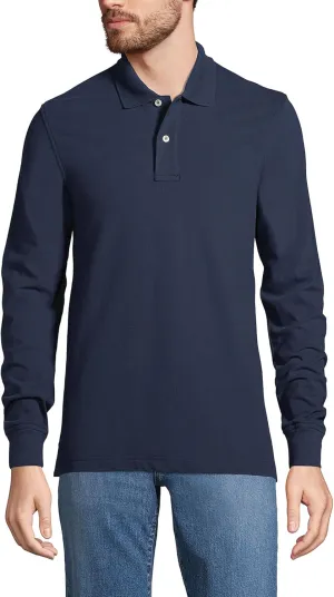 Lands' End Men's Comfort First Long Sleeve Solid Mesh Polo