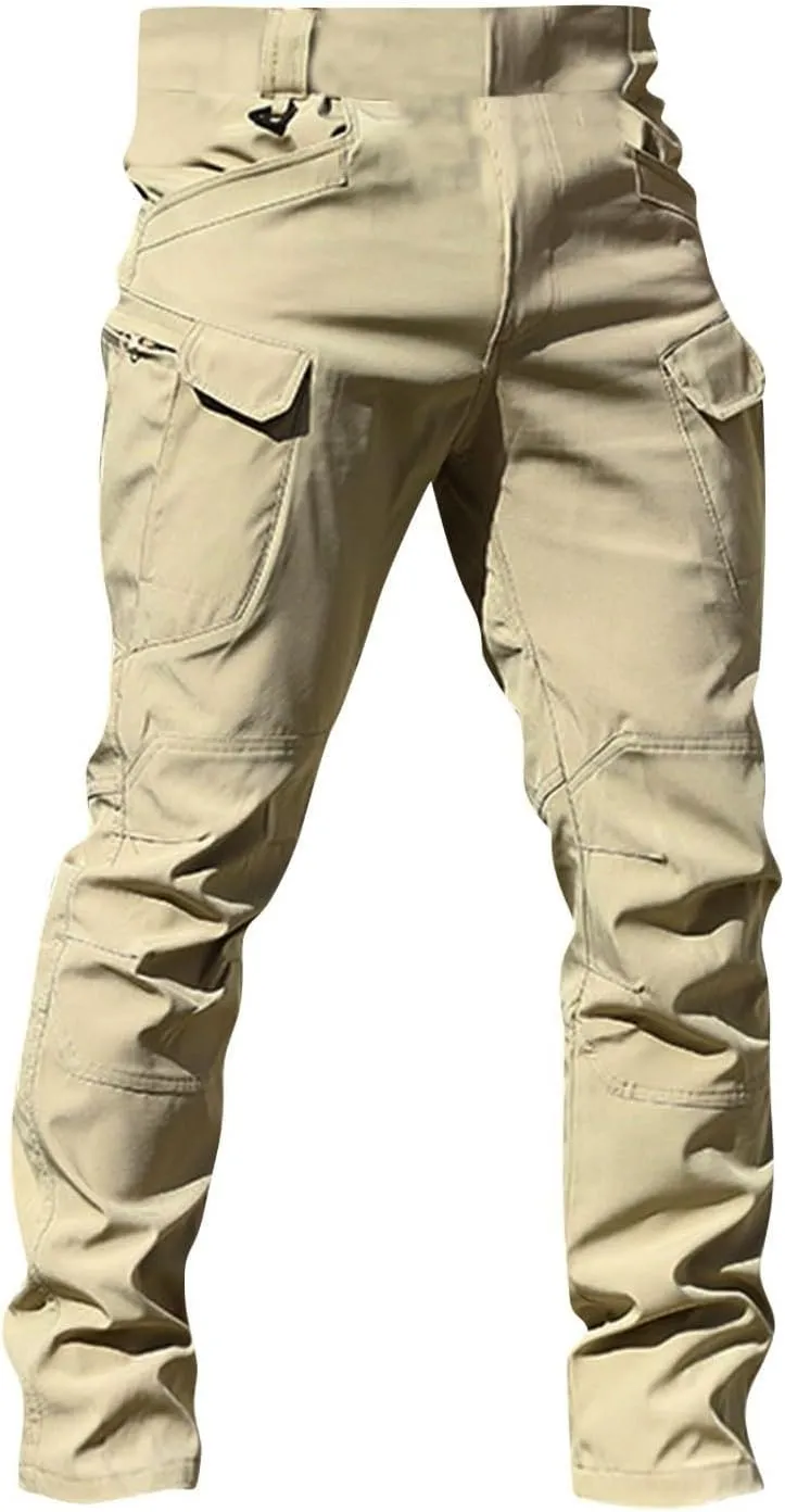 lcyhony Cargo Pants for Men Relaxed fit Stretch Water Resistant Tactical Pants Lightweight Ripstop Hiking Pant Multi Pockets