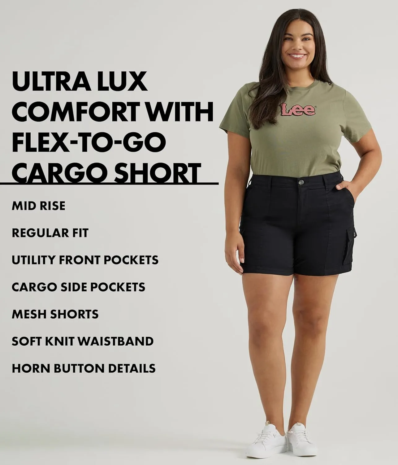 Lee Women's Plus Size Ultra Lux Comfort with Flex-to-go Cargo Short