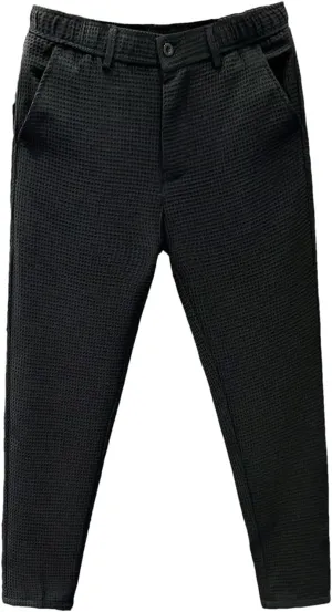 Leisure Summer Solid Zipper Pocket Men's High Waist Elastic Slim Fit Straight Nine Split Pants