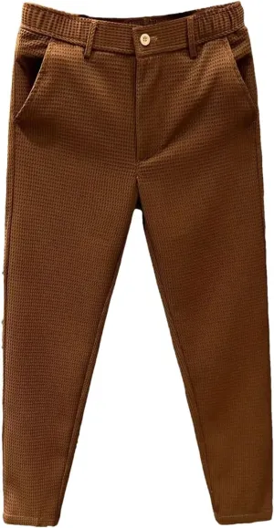 Leisure Summer Solid Zipper Pocket Men's High Waist Elastic Slim Fit Straight Nine Split Pants