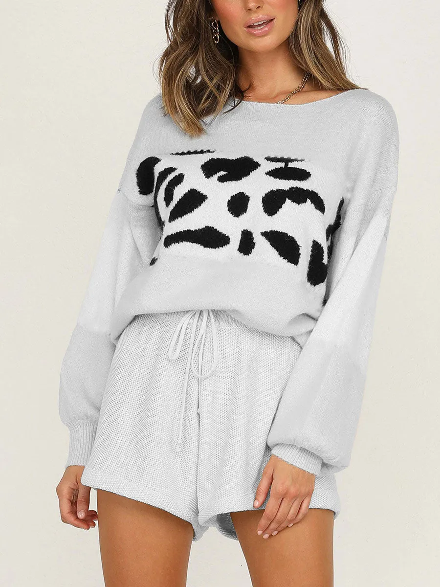 Leopard Stitching Contrast Suit