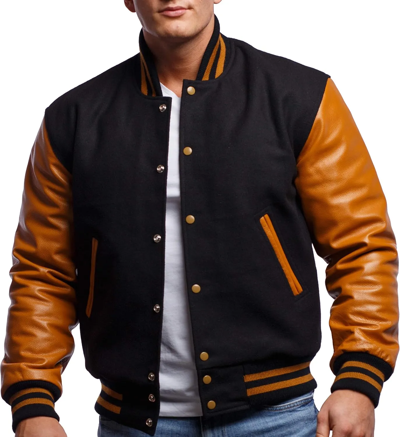 Letterman Jacket (16 Color Options) S to 5XL (Wool, Leather Sleeves)