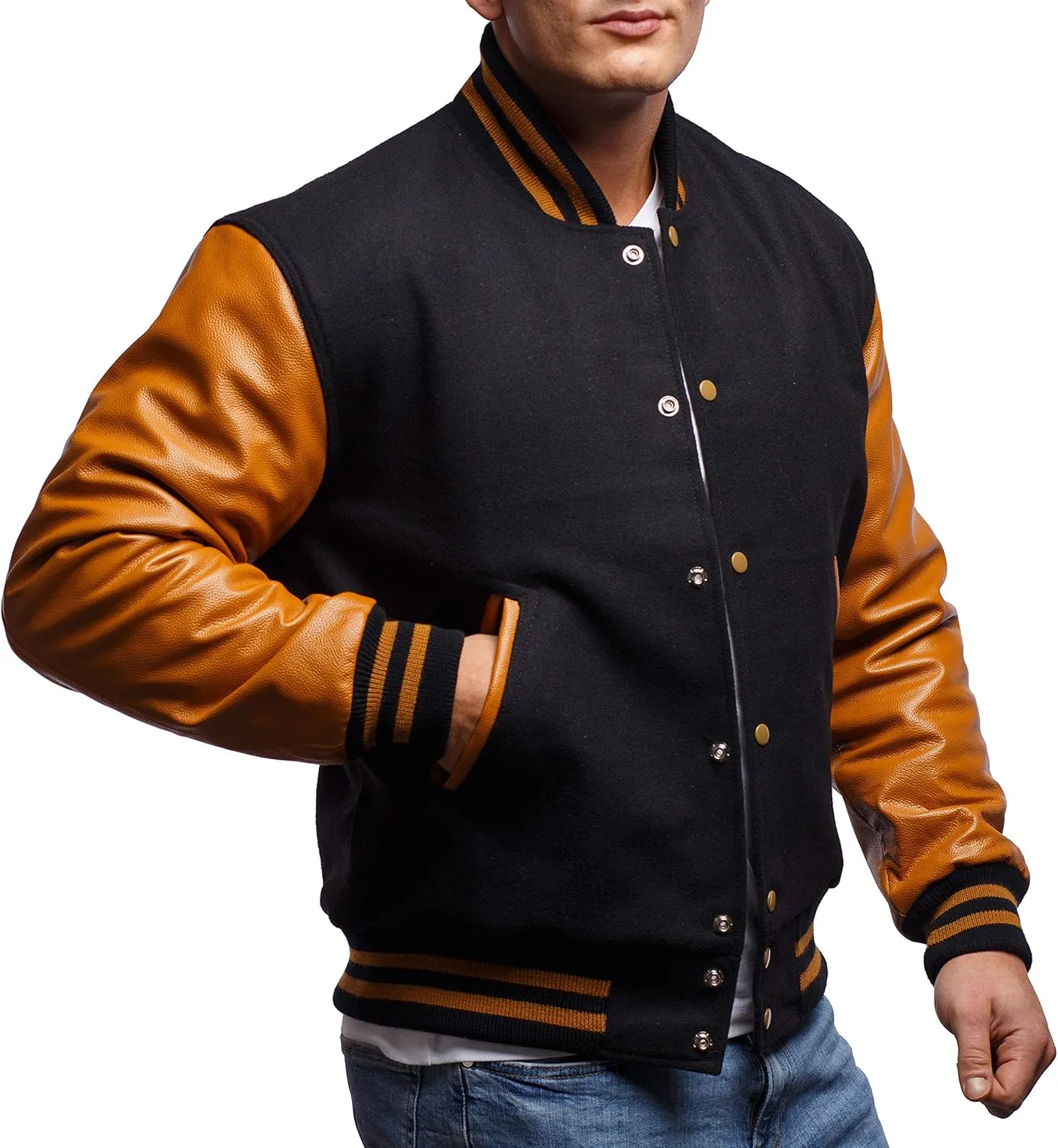 Letterman Jacket (16 Color Options) S to 5XL (Wool, Leather Sleeves)