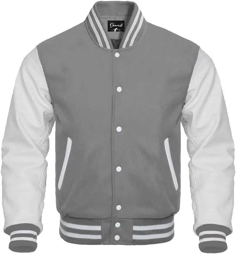 Letterman Varsity Jacket Genuine Cow Leather Sleeves and Original Wool