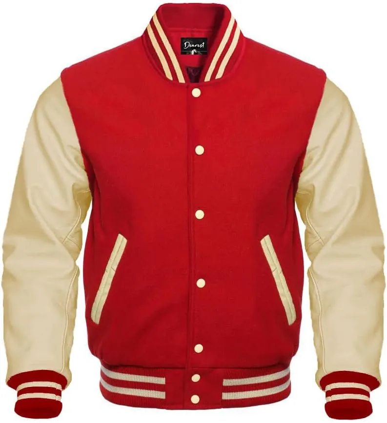 Letterman Varsity Jacket Genuine Cow Leather Sleeves and Original Wool