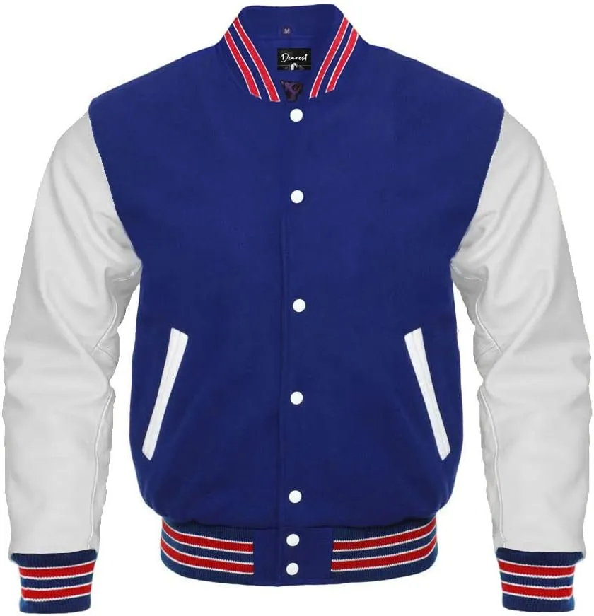 Letterman Varsity Jacket Genuine Cow Leather Sleeves and Original Wool