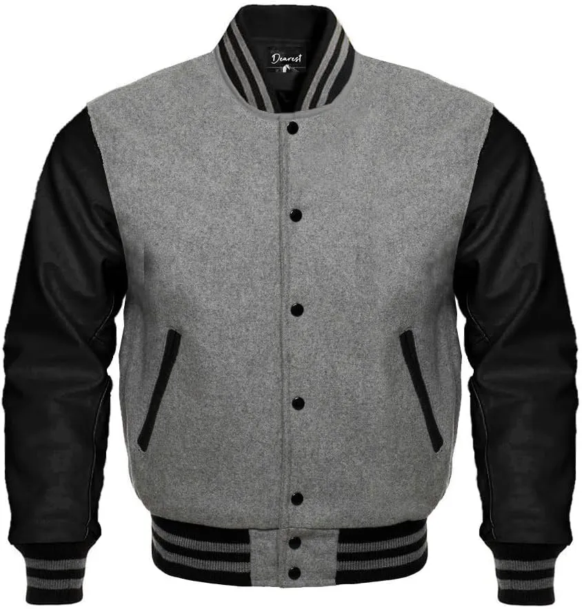 Letterman Varsity Jacket Genuine Cow Leather Sleeves and Original Wool