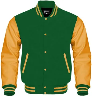 Letterman Varsity Jacket Genuine Cow Leather Sleeves and Original Wool