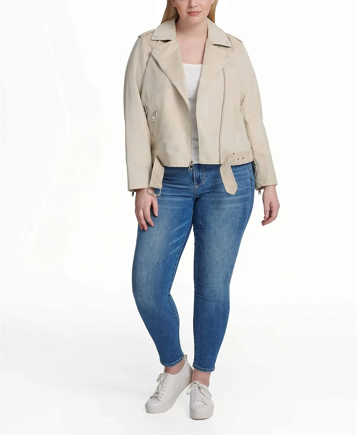 Levi's Women's Faux Suede Asymmetrical Belted Motorcycle Jackets (Standard & Plus Sizes)