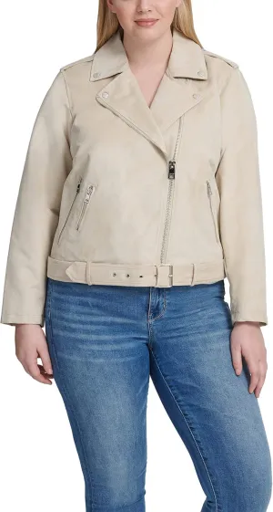 Levi's Women's Faux Suede Asymmetrical Belted Motorcycle Jackets (Standard & Plus Sizes)
