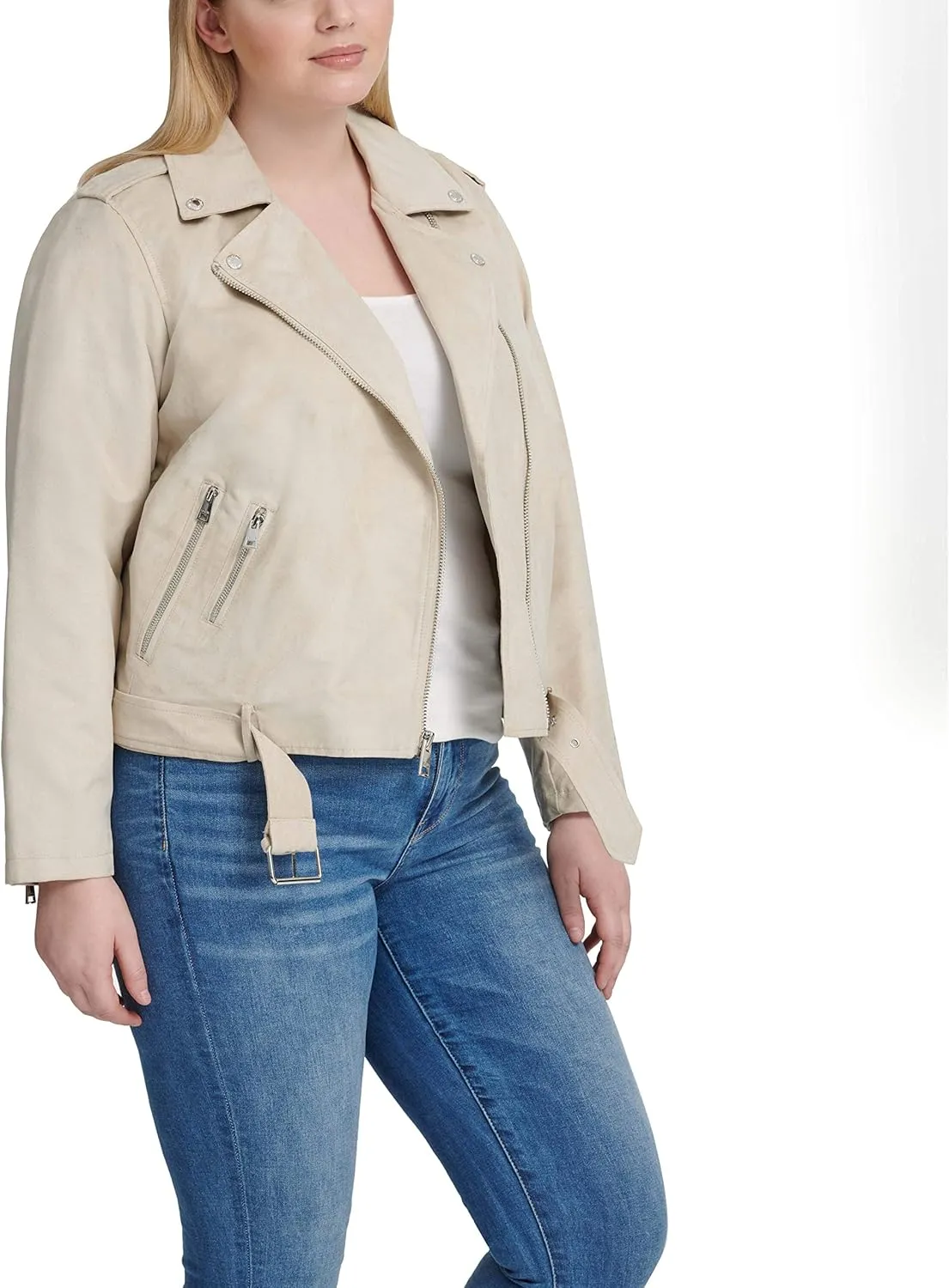 Levi's Women's Faux Suede Asymmetrical Belted Motorcycle Jackets (Standard & Plus Sizes)
