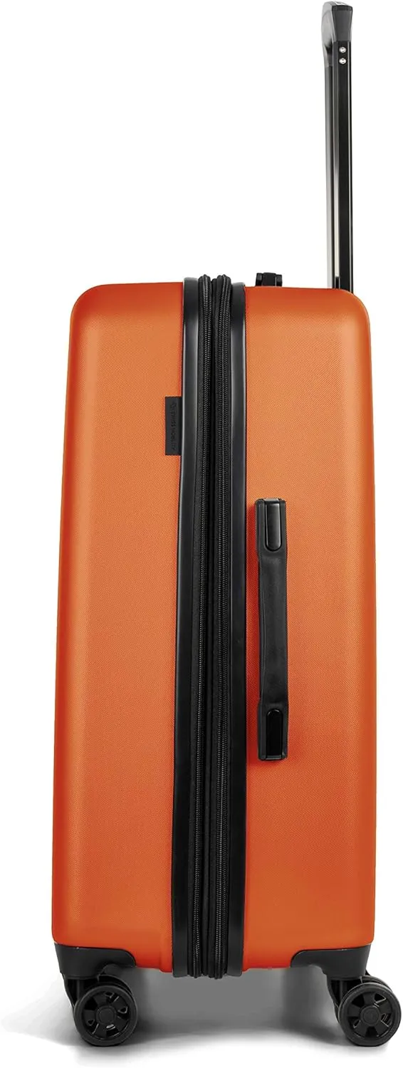 LGA Collection 24 Inch Hard Shell Luggage for Airplanes, Expandable Suitcase with 360-Degree Spinner Wheels, Retractable Handle, Orange