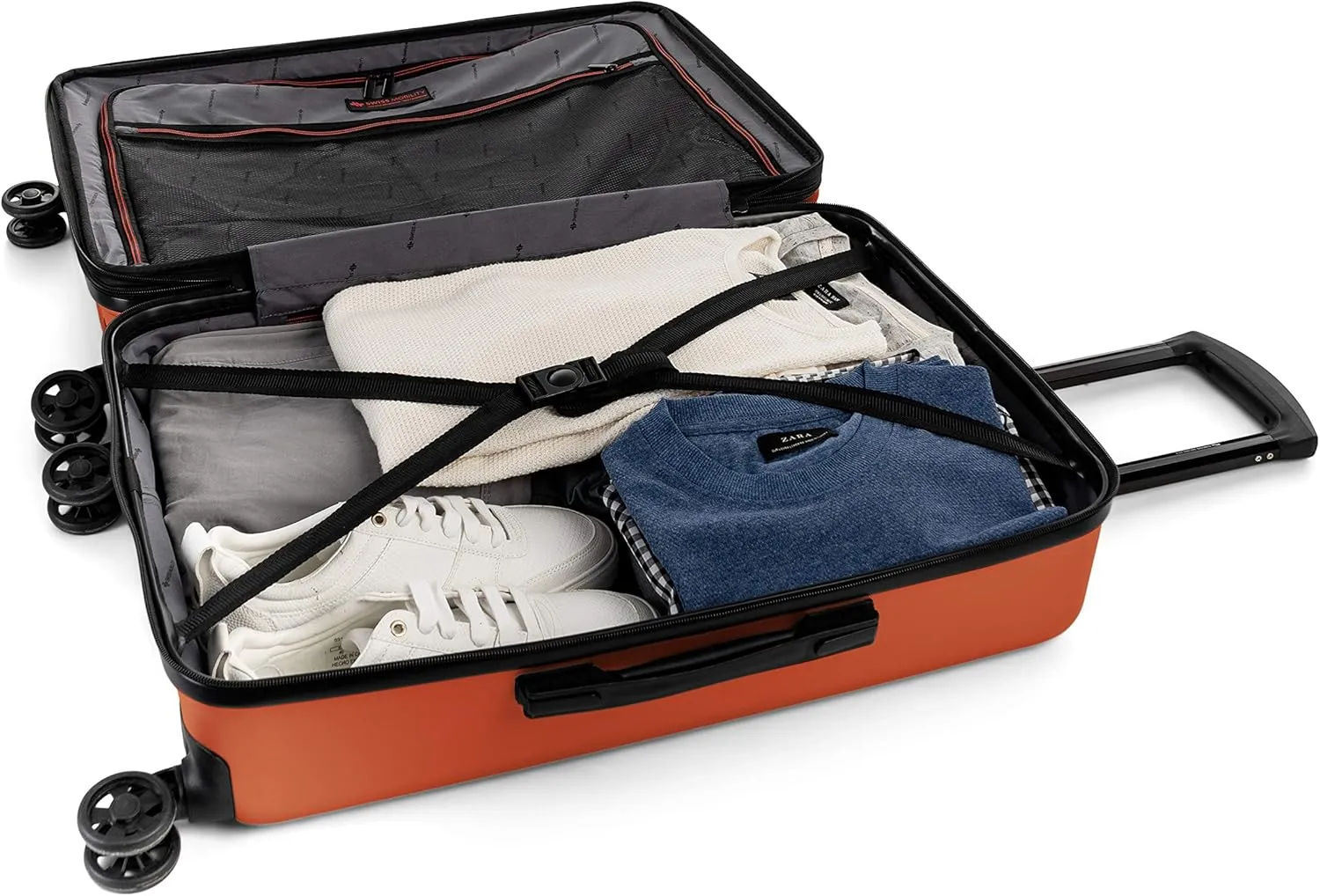 LGA Collection 24 Inch Hard Shell Luggage for Airplanes, Expandable Suitcase with 360-Degree Spinner Wheels, Retractable Handle, Orange