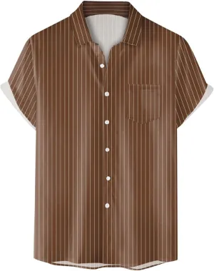 Linen Shirts for Men Men's Solid Color Summer Short Sleeve Linen Button Down Casual Turn Down Shirts with Pockets