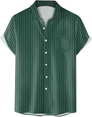 Linen Shirts for Men Men's Solid Color Summer Short Sleeve Linen Button Down Casual Turn Down Shirts with Pockets
