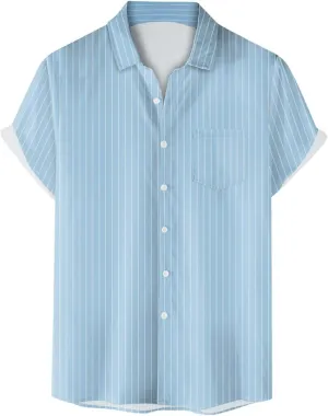 Linen Shirts for Men Men's Solid Color Summer Short Sleeve Linen Button Down Casual Turn Down Shirts with Pockets
