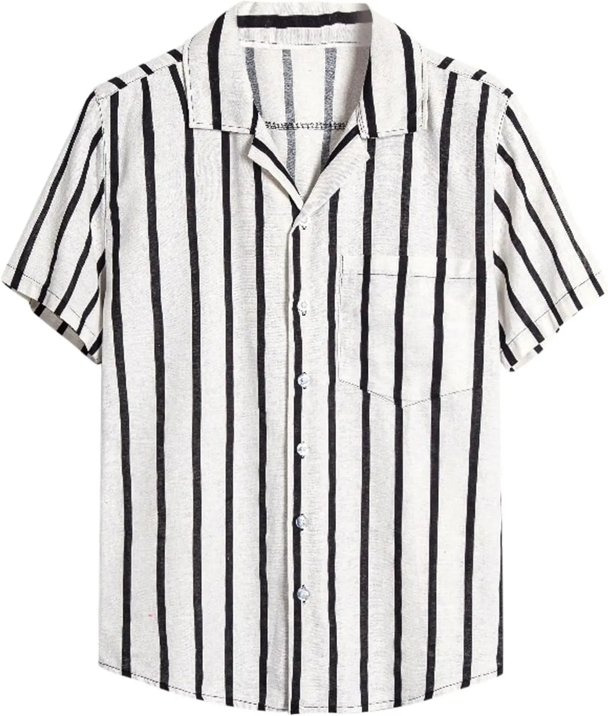 Linen Shirts for Men Men's Summer Shorts Sleeve ColorBlack Striped Label Cotton Linen Relaxed fit Dress Shirts Pockets