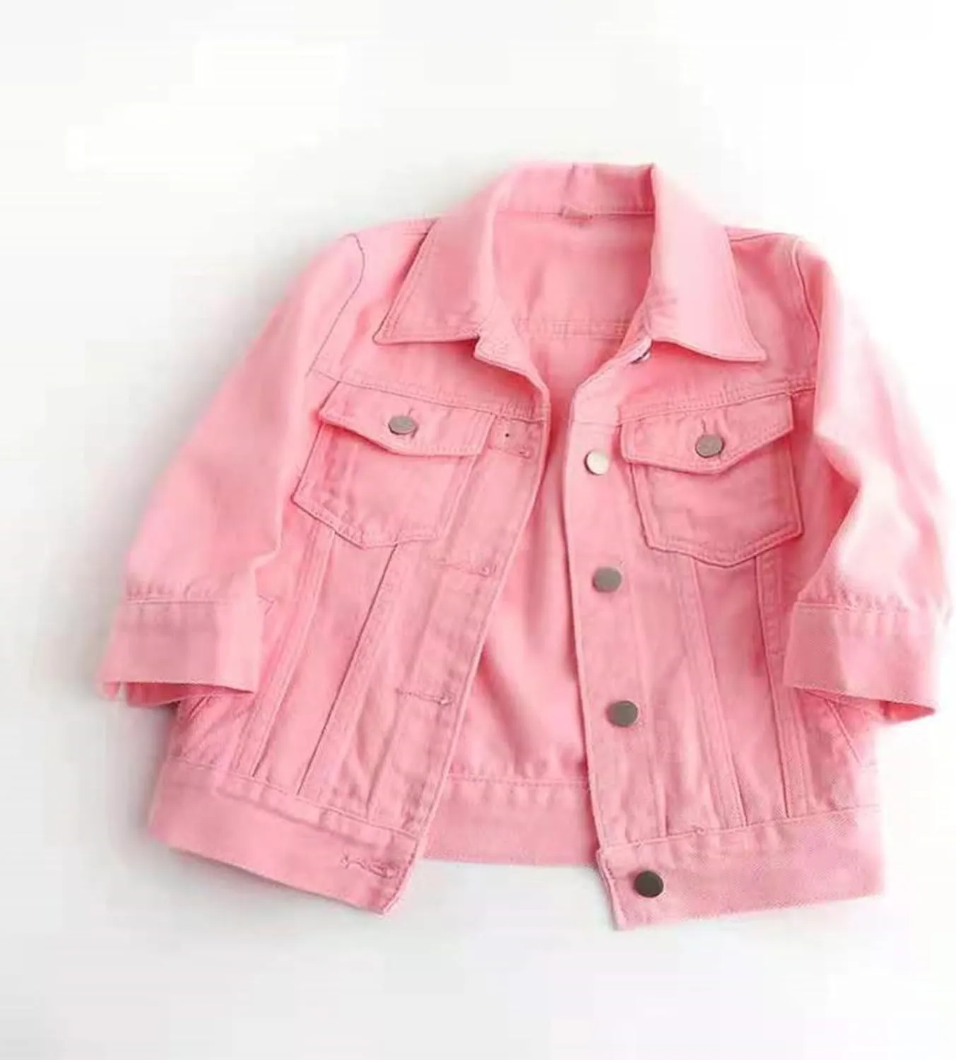 Linjinx Women's Turn-down Collar 3/4 Sleeve Denim Jacket Casual Jean Jacket Trucker Coats Tops