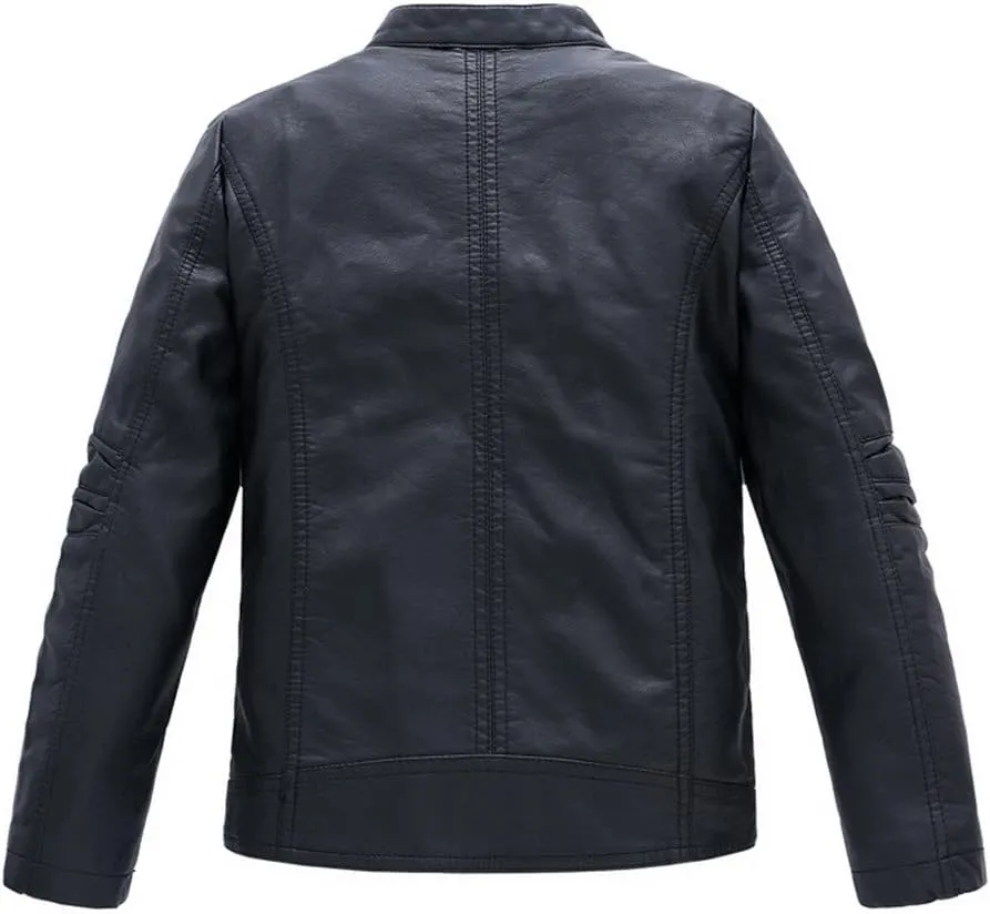 LJYH Boy's Collar Faux Motorcycle Leather Jacket Kids Biker Coats