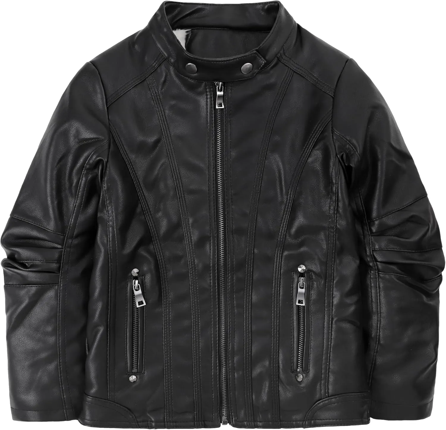 LJYH Boy's Collar Faux Motorcycle Leather Jacket Kids Biker Coats