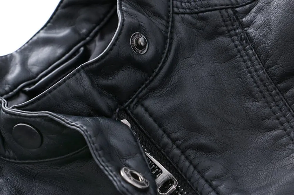 LJYH Boy's Collar Faux Motorcycle Leather Jacket Kids Biker Coats