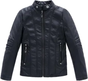 LJYH Boy's Collar Faux Motorcycle Leather Jacket Kids Biker Coats