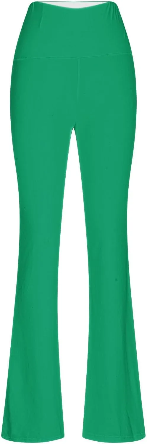 Lmdudan Womens Stretch High Waist Leggings Fashion Solid Color Flared Pants Active Workout Yoga Pants Seamless Trousers