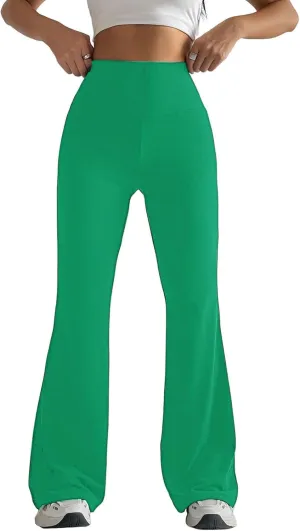 Lmdudan Womens Stretch High Waist Leggings Fashion Solid Color Flared Pants Active Workout Yoga Pants Seamless Trousers
