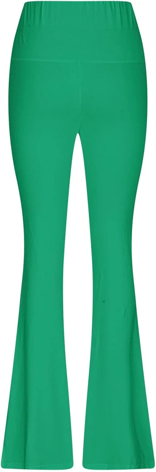 Lmdudan Womens Stretch High Waist Leggings Fashion Solid Color Flared Pants Active Workout Yoga Pants Seamless Trousers