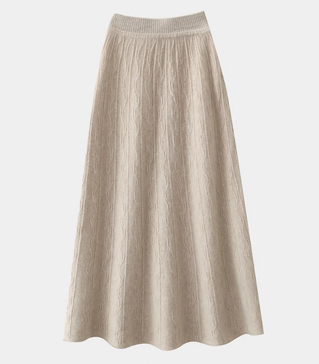 Long Skirt Women's 100% Merino Wool Knit Skirt Girl's Ribbed Elastic Autumn Winter Loose Skirts
