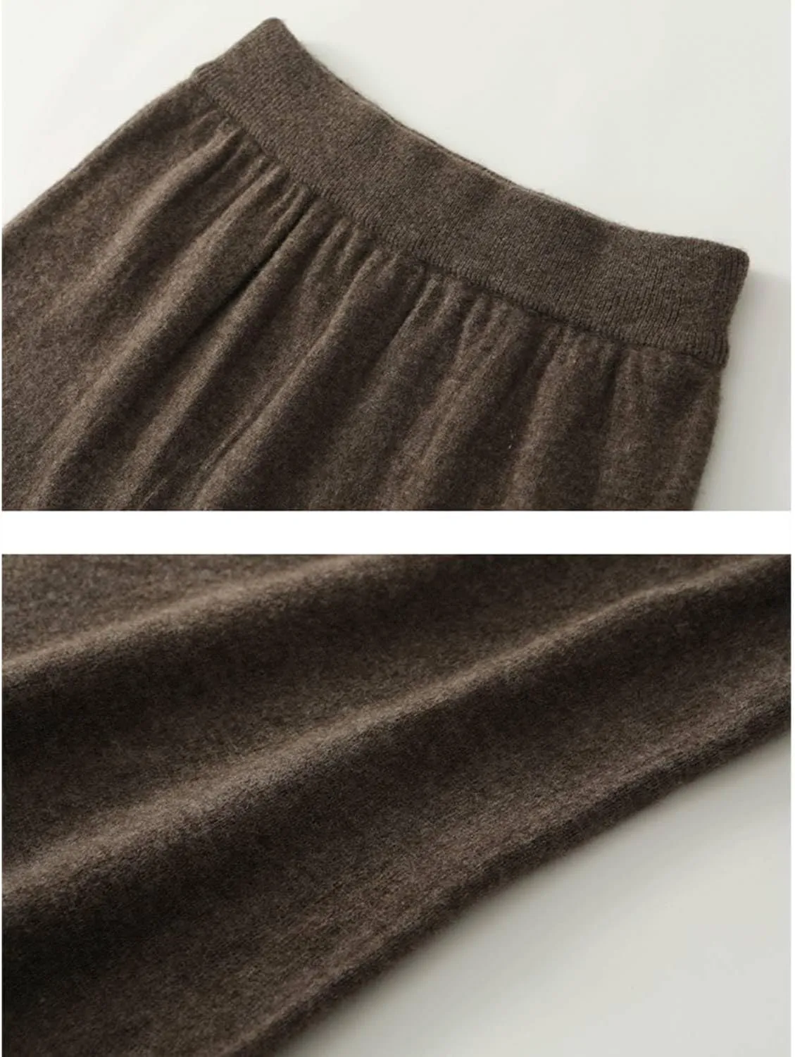 Long Skirt Women's Autumn Winter 100% Merino Wool Knit Skirt Girl's Ribbed Elastic Pleated Fishtail Skirts