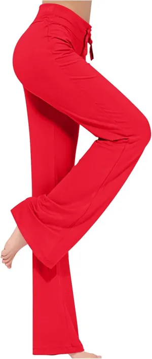 Loose Yoga Pants for Women Casual Trendy Solid Color Drawstring Trousers Elegant High Waist Wide Leg Long Pants 2025