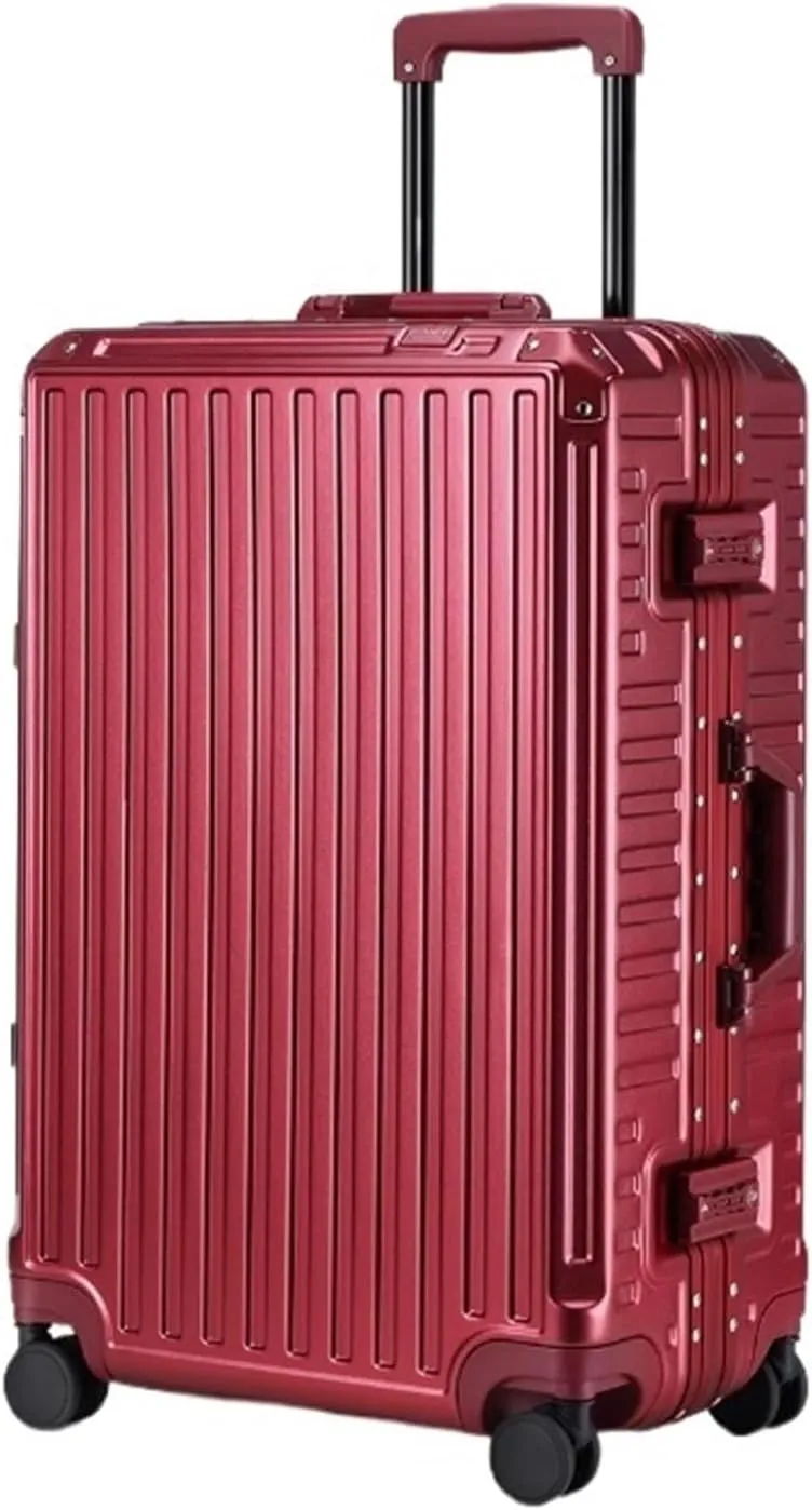 Luggage Hard Shell Checked Luggage With Aluminum FrameNo Zipper Suitcase With Spinner Wheels Trolley Suitcase (Color : A, Size : 20in)