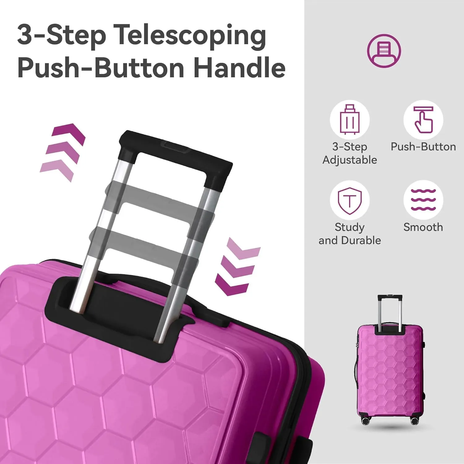 Luggage Sets 3 PieceSet Travel Lightweight Suitcases With Spinner Wheels, Tsa Lock & Moulded Corner, Carry On Luggages For Business, Trip, (20"/24"/28")(Lavender Pink)