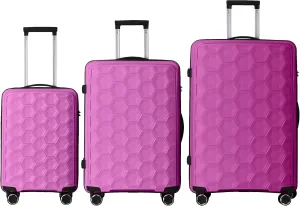 Luggage Sets 3 PieceSet Travel Lightweight Suitcases With Spinner Wheels, Tsa Lock & Moulded Corner, Carry On Luggages For Business, Trip, (20"/24"/28")(Lavender Pink)