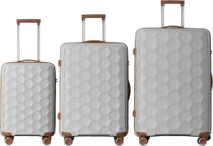 Luggage Sets 3 PieceSet Travel Lightweight Suitcases With Spinner Wheels, Tsa Lock & Moulded Corner, Carry On Luggages For Business, Trip, (20"/24"/28")(Silver Grey)