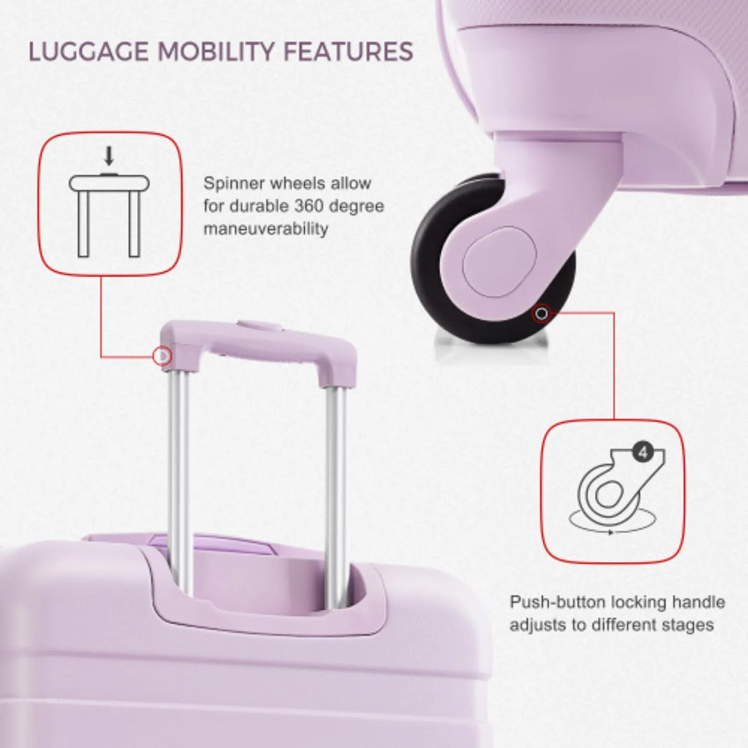 Luggage Sets New Model Expandable ABS Hardshell 3pcs Clearance Luggage Hardside Lightweight Durable Suitcase sets Spinner Wheels Suitcase with TSA Lock 20''24''28'' (Purple)