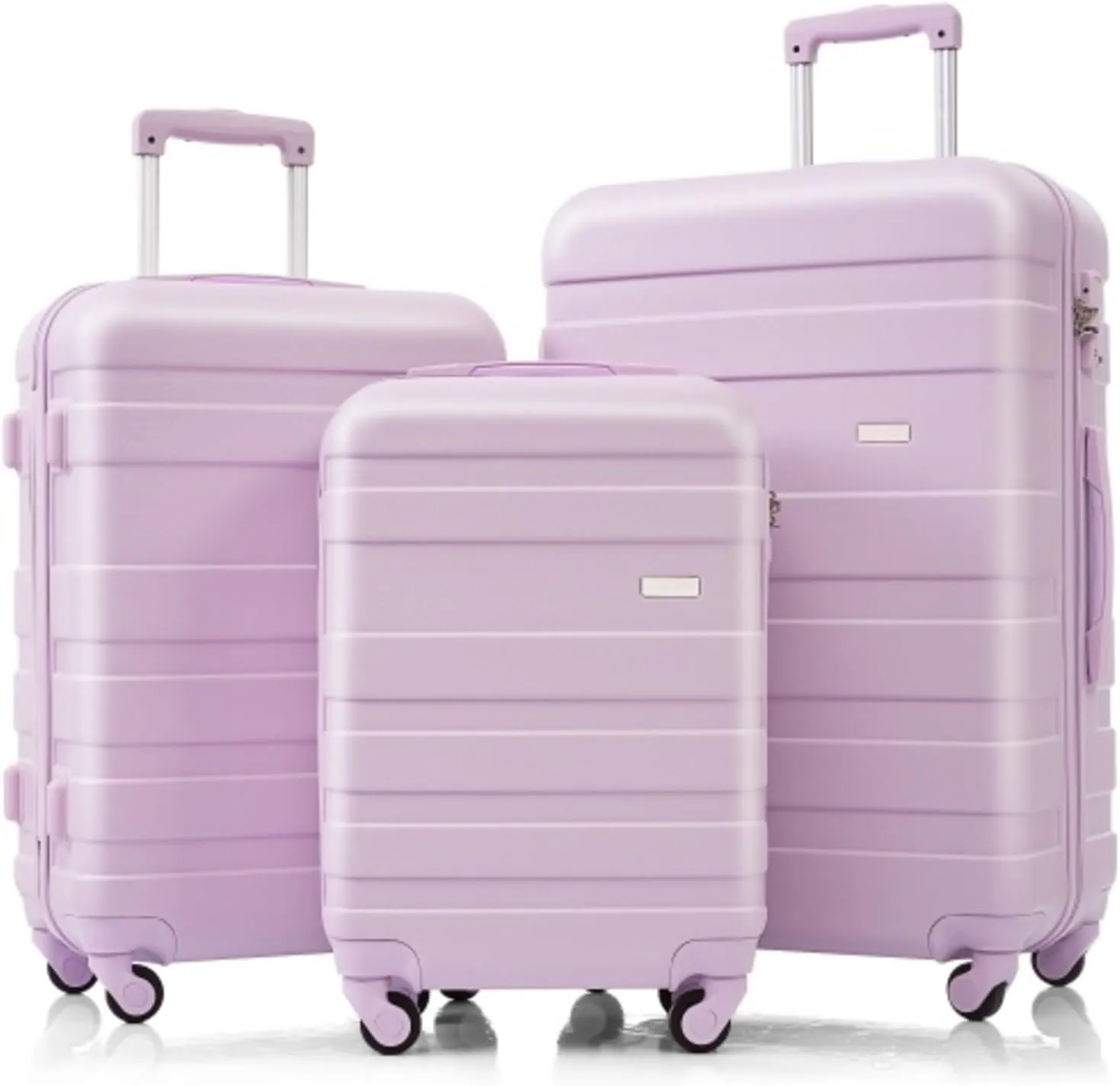 Luggage Sets New Model Expandable ABS Hardshell 3pcs Clearance Luggage Hardside Lightweight Durable Suitcase sets Spinner Wheels Suitcase with TSA Lock 20''24''28'' (Purple)