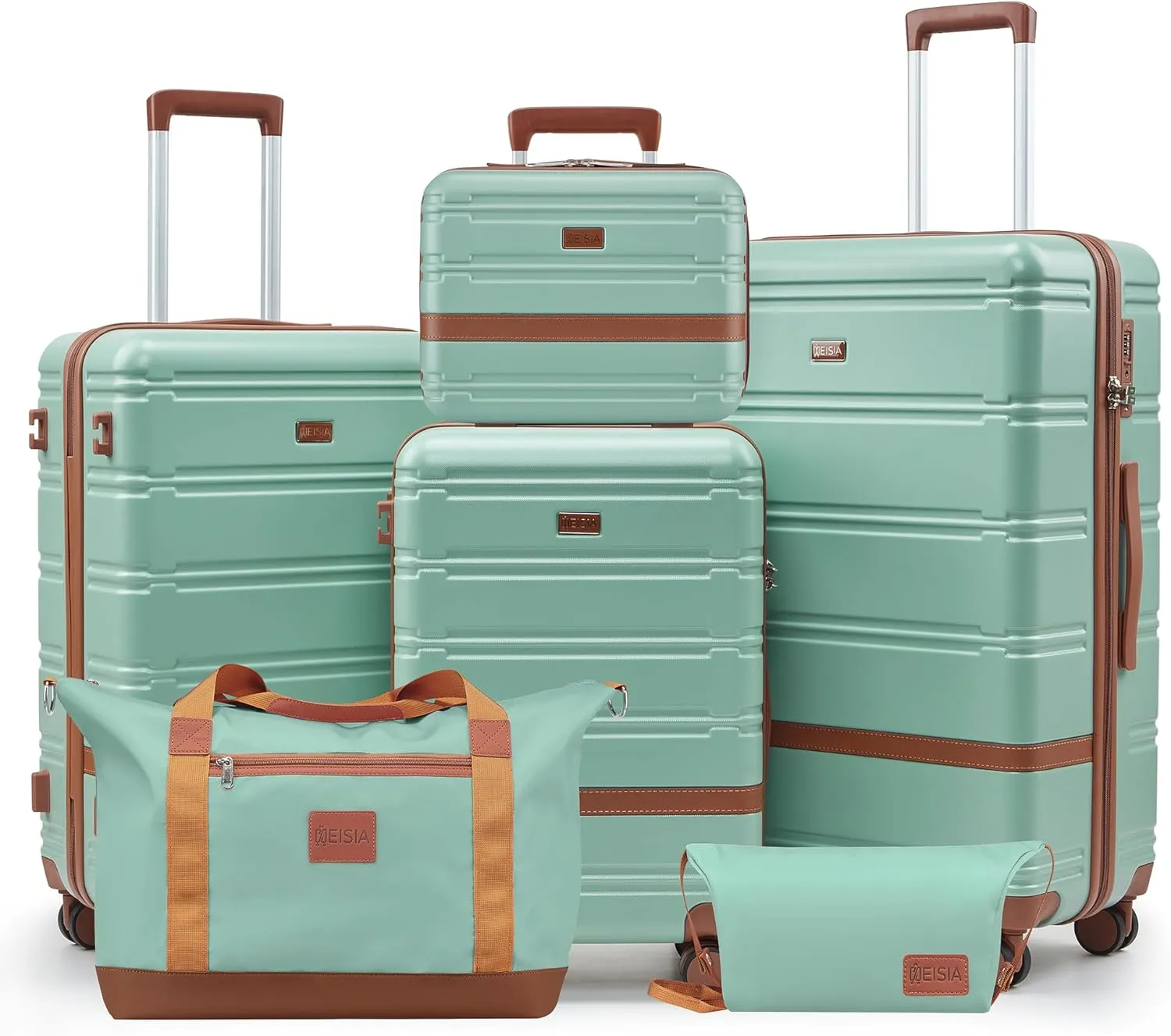 Luggage Sets, Suitcase with Spinner Wheels, PC ABS Hardshell Travel Luggage Set with TSA Locks,Lightweight Rolling LuggageCarry on suitcase with YKK Zippers (Green)