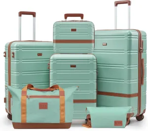 Luggage Sets, Suitcase with Spinner Wheels, PC ABS Hardshell Travel Luggage Set with TSA Locks,Lightweight Rolling LuggageCarry on suitcase with YKK Zippers (Green)