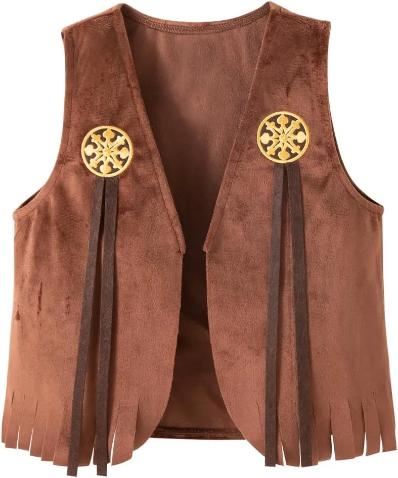 LXKIKMM Kids Cowgirl Costume Outfit Western Themed Cosplay Denim Skirt and Vest Set