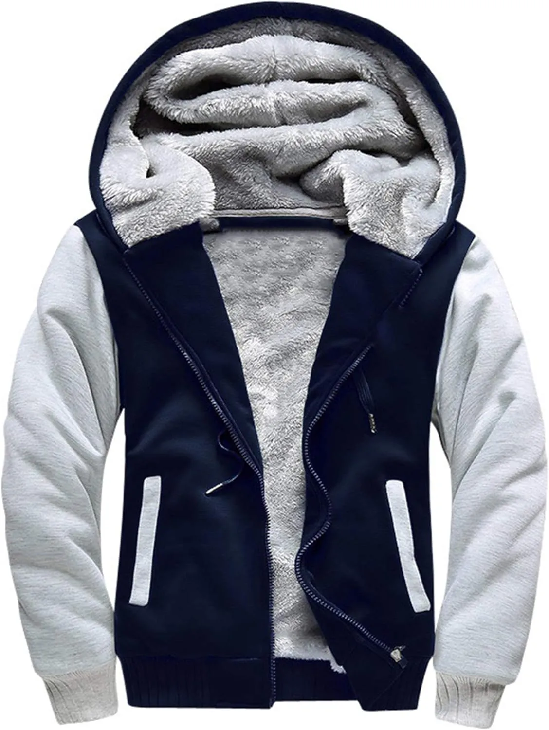 MACHLAB Men's Pullover Winter Workout Fleece Hoodie Jackets Full Zip Wool Warm Thick Coats